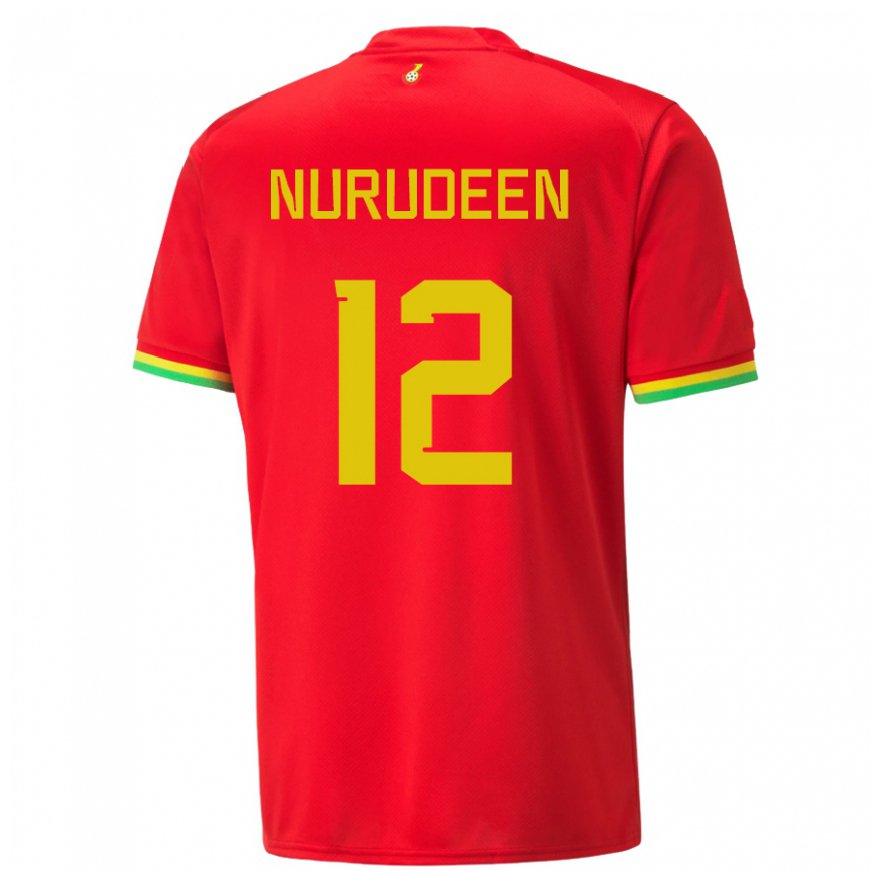 Kandiny Herren Ghanaische Abdul Nurudeen #12 Rot Auswärtstrikot Trikot 22-24 T-shirt