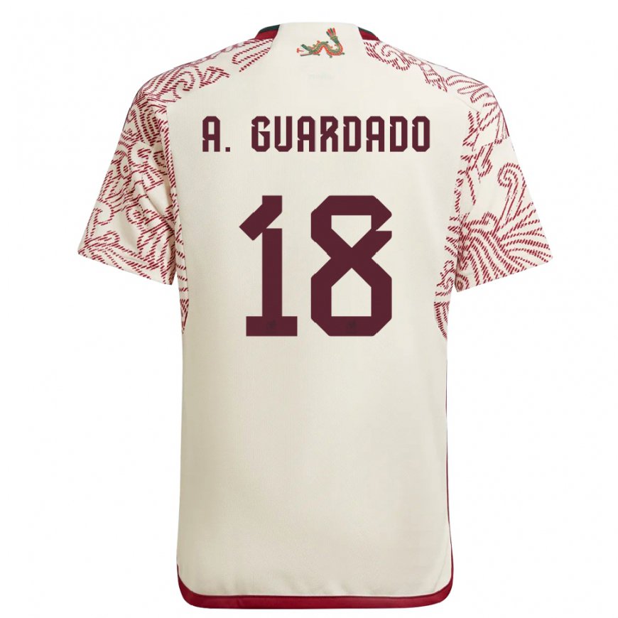Kandiny Herren Mexikanische Andres Guardado #18 Wunder Weiß Rot Auswärtstrikot Trikot 22-24 T-shirt