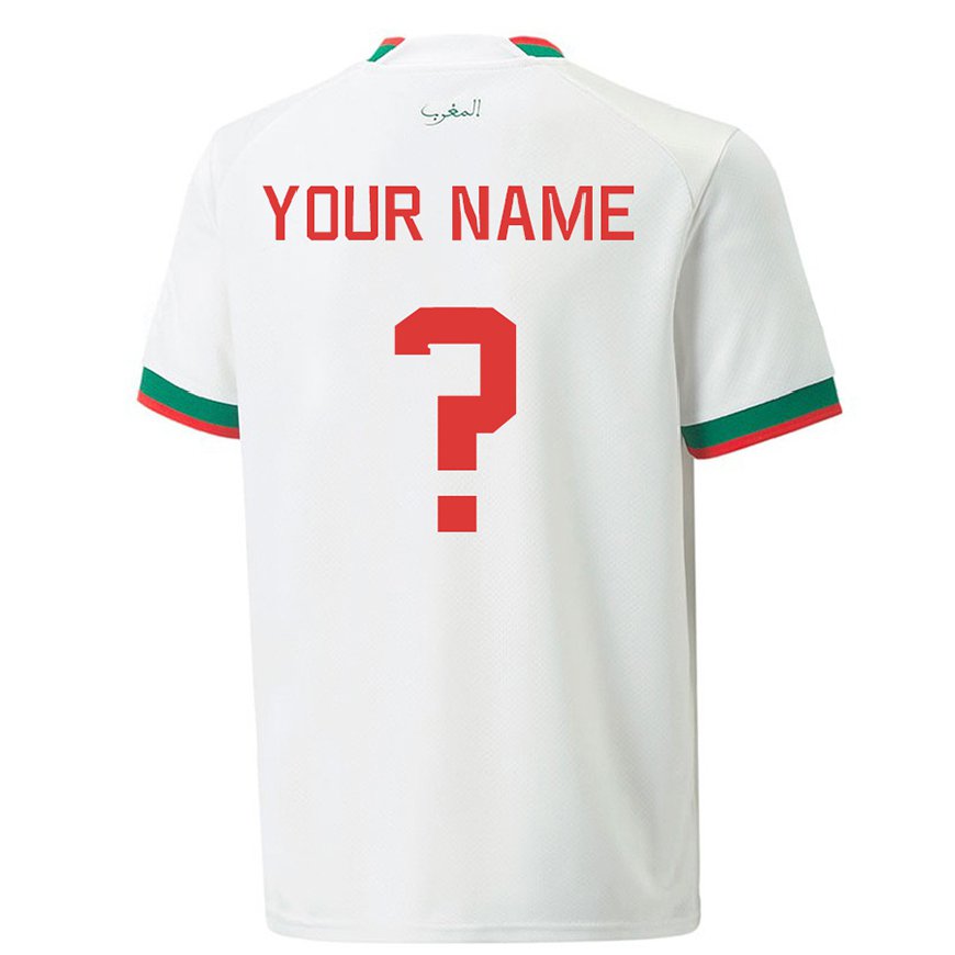 Kandiny Herren Marokkanische Ihren Namen #0 Weiß Auswärtstrikot Trikot 22-24 T-shirt