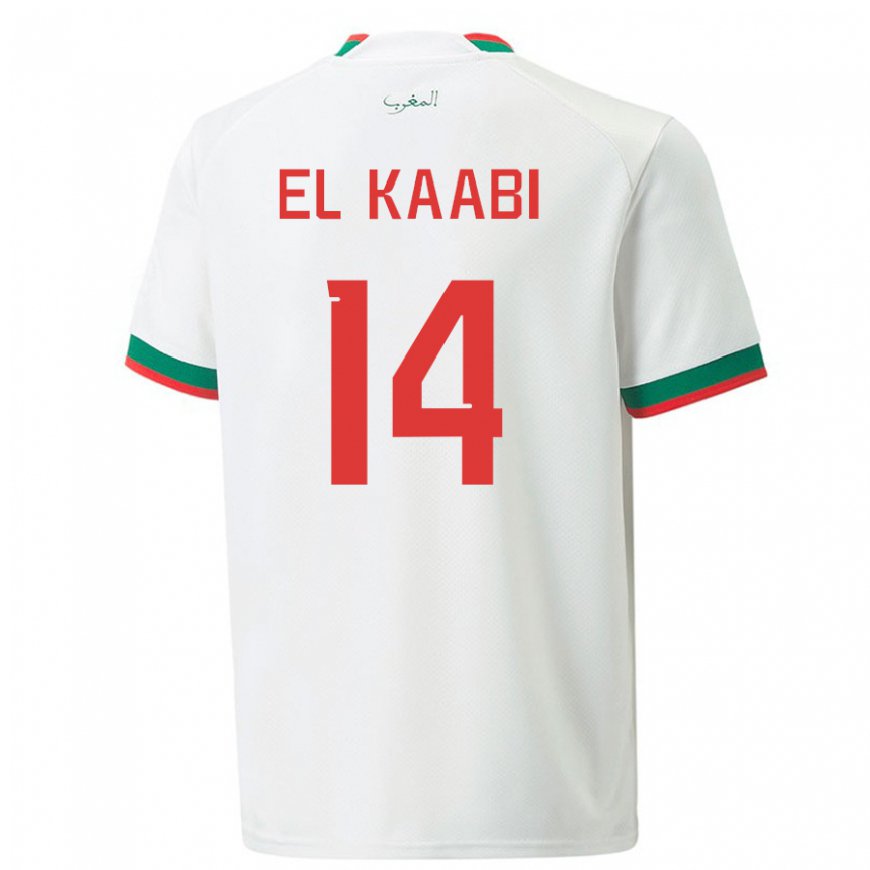 Kandiny Herren Marokkanische Ayoub El Kaabi #14 Weiß Auswärtstrikot Trikot 22-24 T-shirt