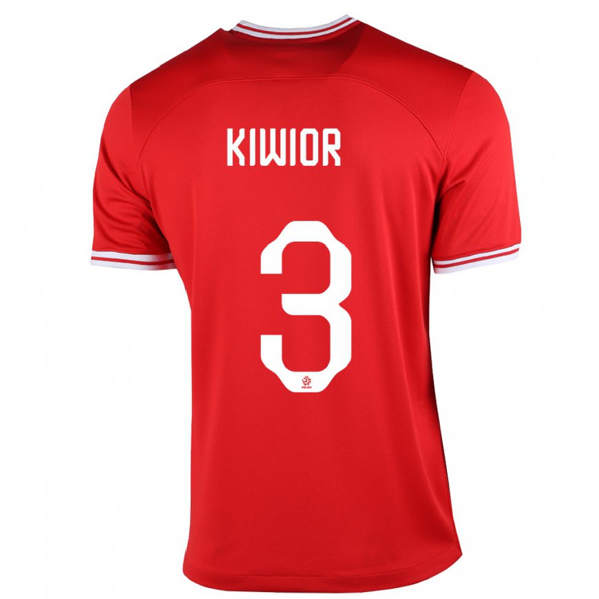 Kandiny Herren Polnische Jakub Kiwior #3 Rot Auswärtstrikot Trikot 22-24 T-shirt