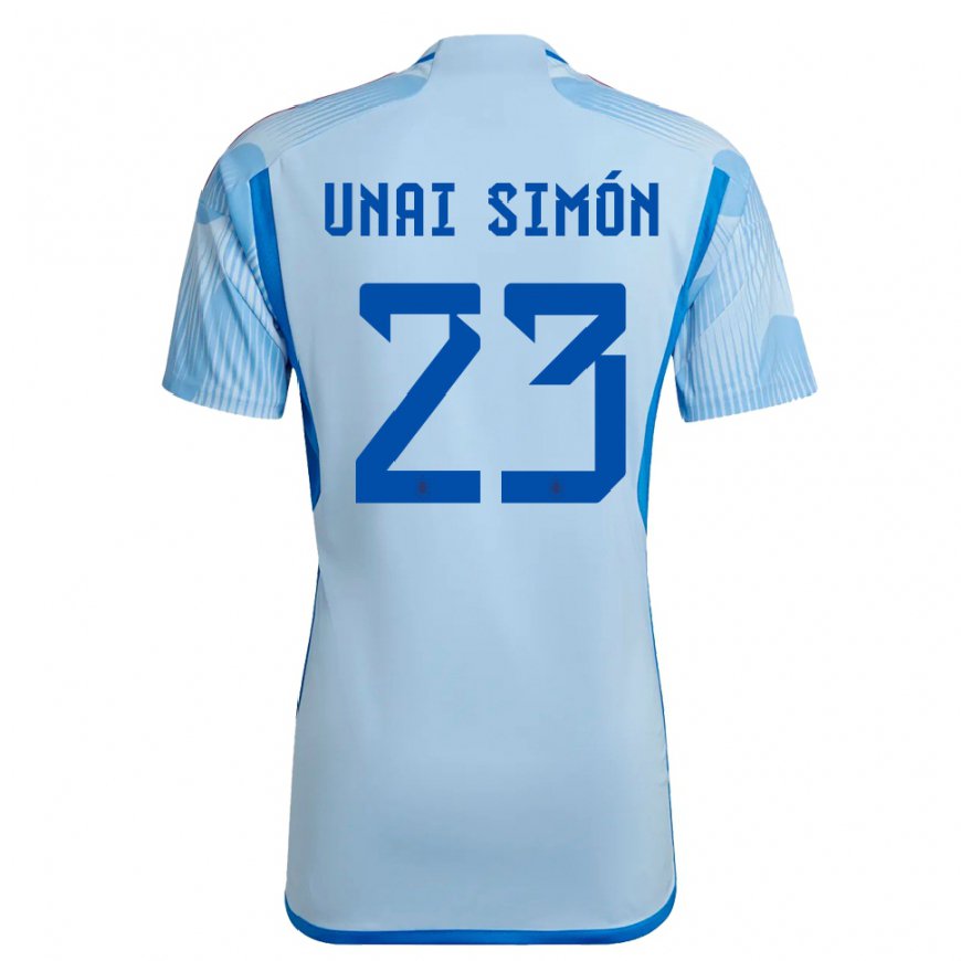 Kandiny Herren Spanische Unai Simon #23 Himmelblau Auswärtstrikot Trikot 22-24 T-shirt