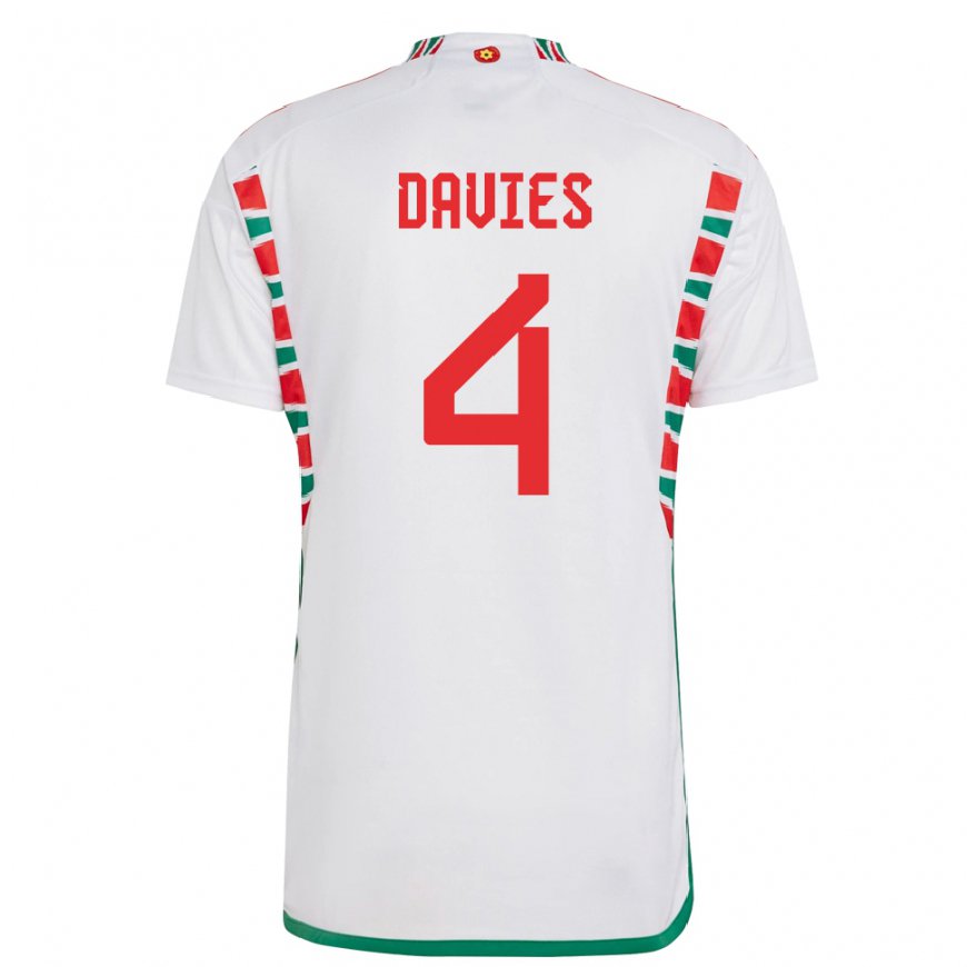 Kandiny Herren Walisische Ben Davies #4 Weiß Auswärtstrikot Trikot 22-24 T-shirt