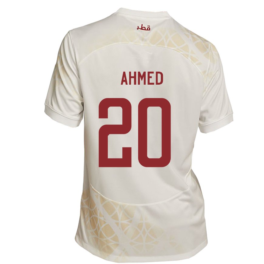 Kandiny Herren Katarische Ahmed Fadel Hasaba #20 Goldbeige Auswärtstrikot Trikot 22-24 T-shirt