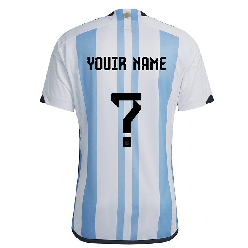Kandiny Damen Argentinische Ihren Namen #0 Weiß Himmelblau Heimtrikot Trikot 22-24 T-shirt