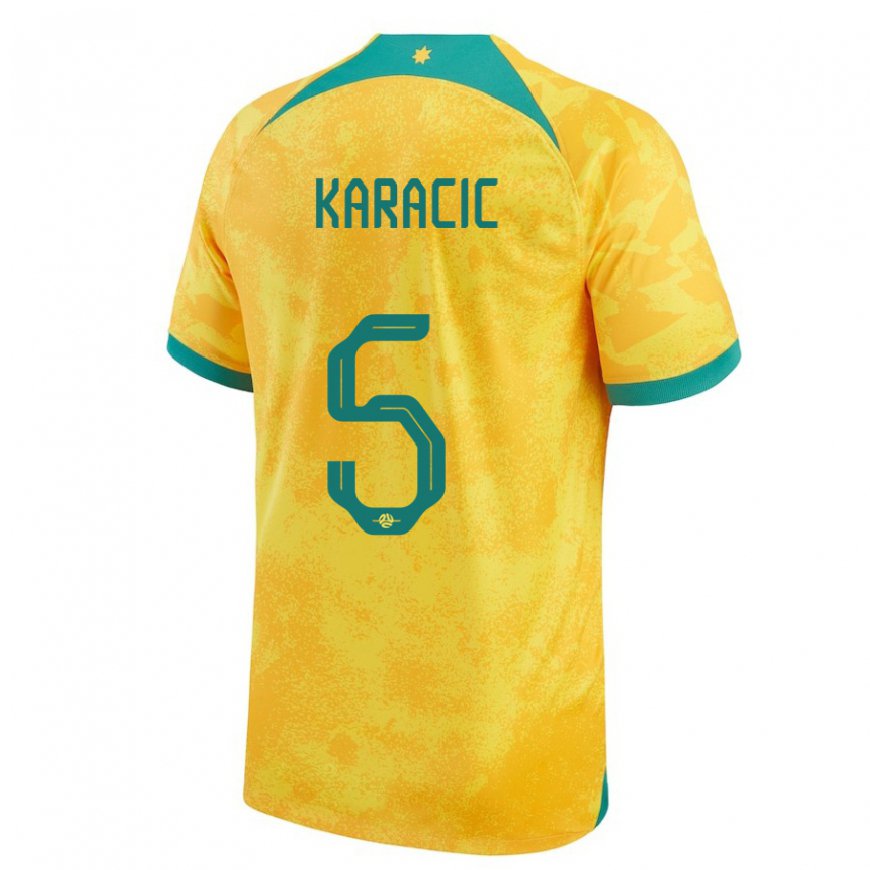 Kandiny Damen Australische Fran Karacic #5 Gold Heimtrikot Trikot 22-24 T-shirt