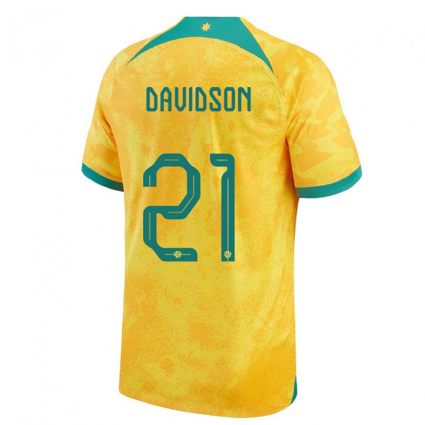 Kandiny Damen Australische Jason Davidson #21 Gold Heimtrikot Trikot 22-24 T-shirt