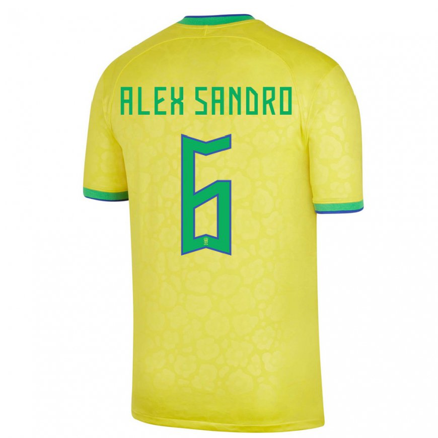 Kandiny Damen Brasilianische Alex Sandro #6 Gelb Heimtrikot Trikot 22-24 T-shirt