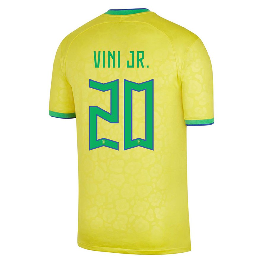 Kandiny Damen Brasilianische Vinicius Junior #20 Gelb Heimtrikot Trikot 22-24 T-shirt