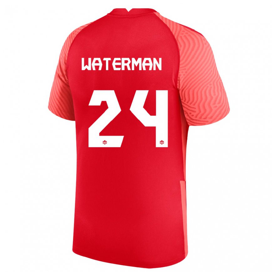 Kandiny Damen Kanadische Joel Waterman #24 Rot Heimtrikot Trikot 22-24 T-shirt