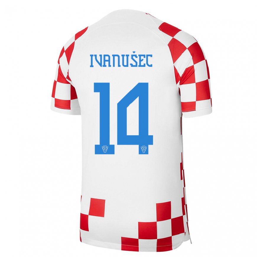 Kandiny Damen Kroatische Luka Ivanusec #14 Rot-weiss Heimtrikot Trikot 22-24 T-shirt