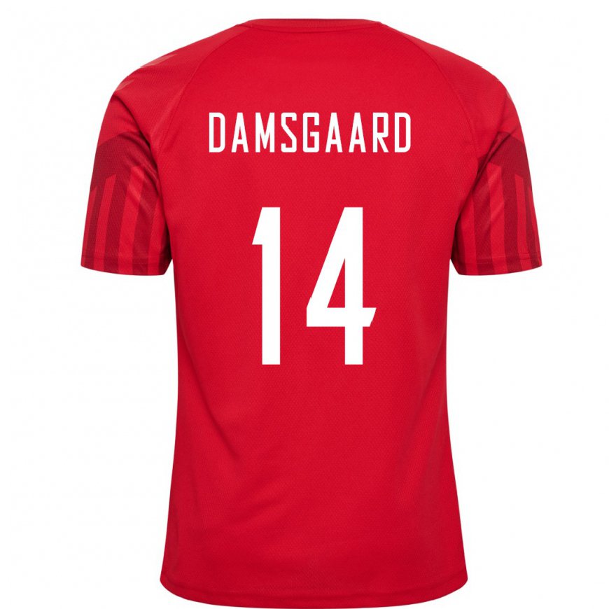 Kandiny Damen Dänische Mikkel Damsgaard #14 Rot Heimtrikot Trikot 22-24 T-shirt