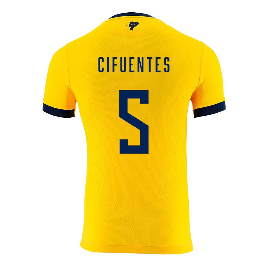Kandiny Damen Ecuadorianische Jose Cifuentes #5 Gelb Heimtrikot Trikot 22-24 T-shirt