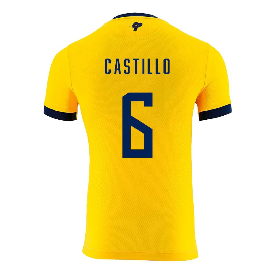 Kandiny Damen Ecuadorianische Byron Castillo #6 Gelb Heimtrikot Trikot 22-24 T-shirt