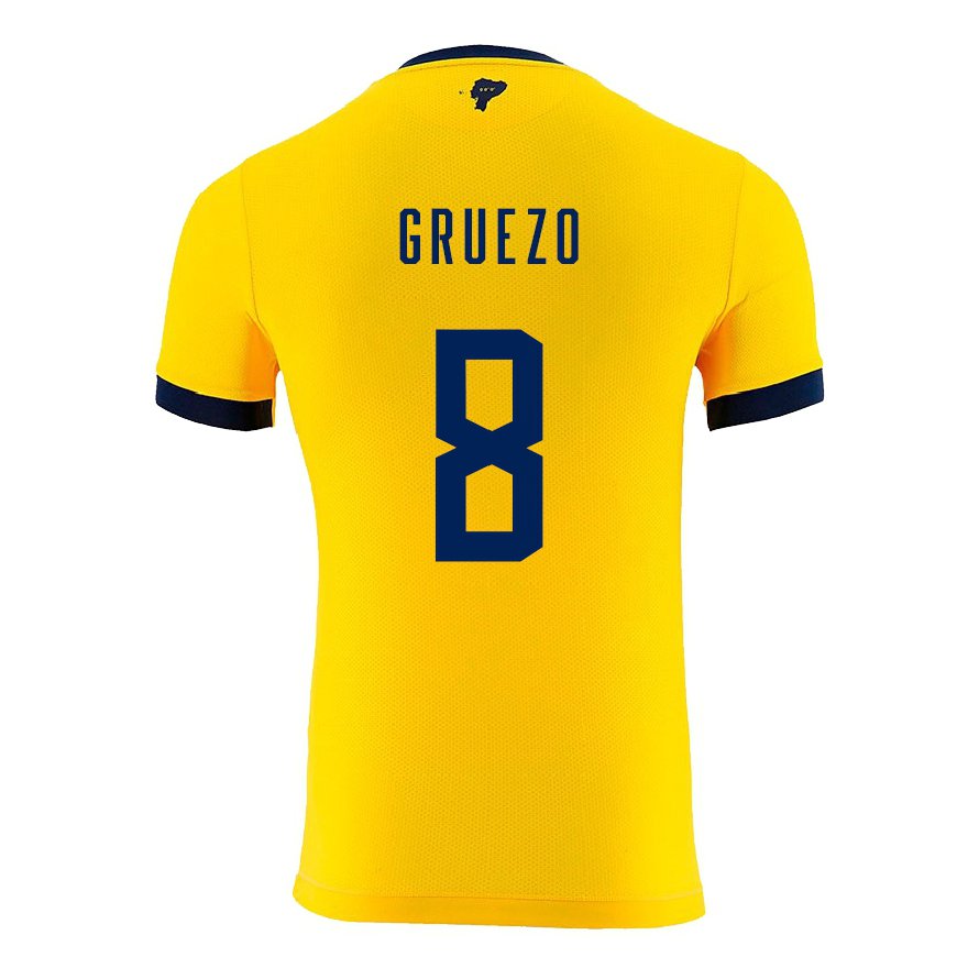 Kandiny Damen Ecuadorianische Carlos Gruezo #8 Gelb Heimtrikot Trikot 22-24 T-shirt