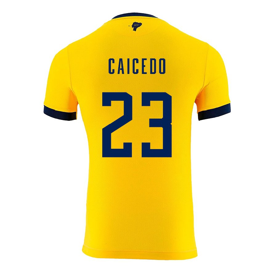 Kandiny Damen Ecuadorianische Moises Caicedo #23 Gelb Heimtrikot Trikot 22-24 T-shirt