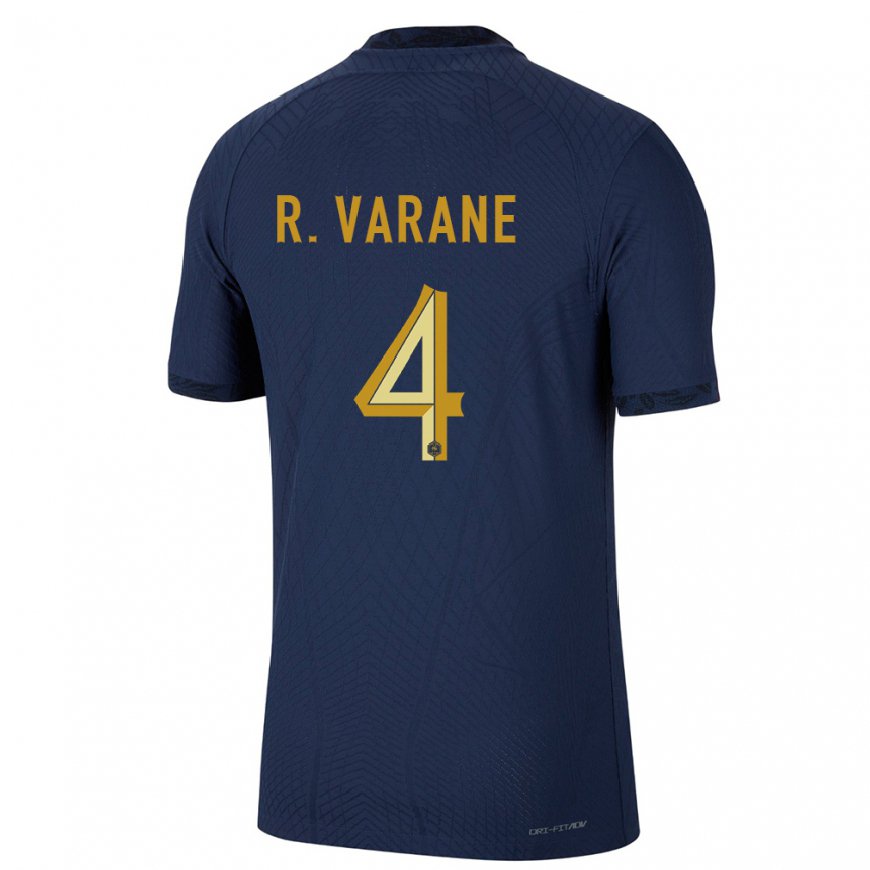 Kandiny Damen Französische Raphael Varane #4 Marineblau Heimtrikot Trikot 22-24 T-shirt
