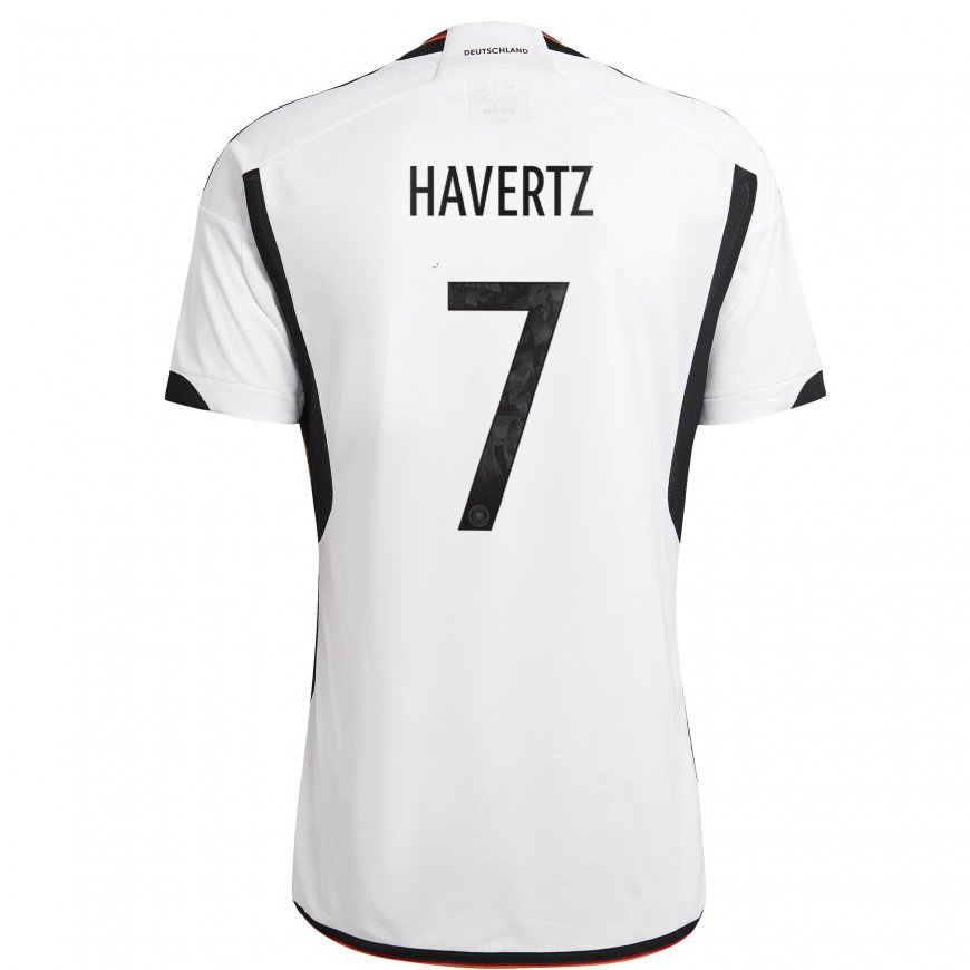 Kandiny Damen Deutsche Kai Havertz #7 Weiß Schwarz Heimtrikot Trikot 22-24 T-shirt