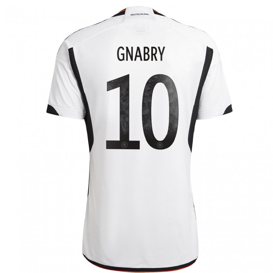 Kandiny Damen Deutsche Serge Gnabry #10 Weiß Schwarz Heimtrikot Trikot 22-24 T-shirt