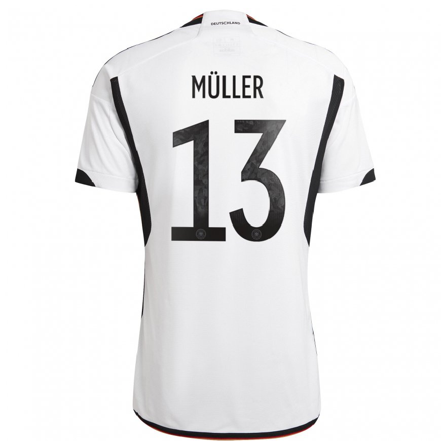 Kandiny Damen Deutsche Thomas Muller #13 Weiß Schwarz Heimtrikot Trikot 22-24 T-shirt