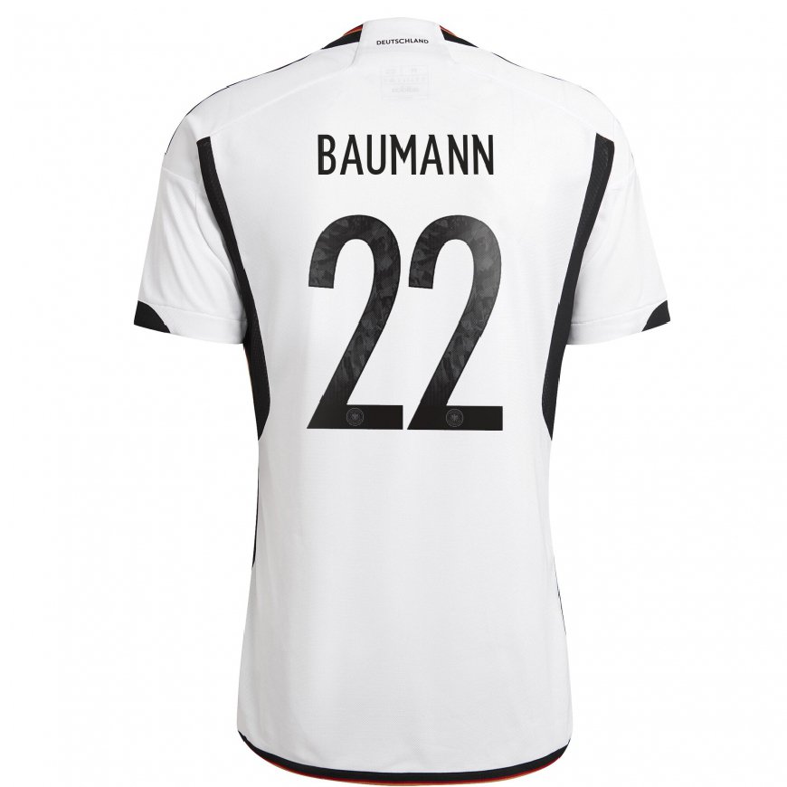 Kandiny Damen Deutsche Oliver Baumann #22 Weiß Schwarz Heimtrikot Trikot 22-24 T-shirt
