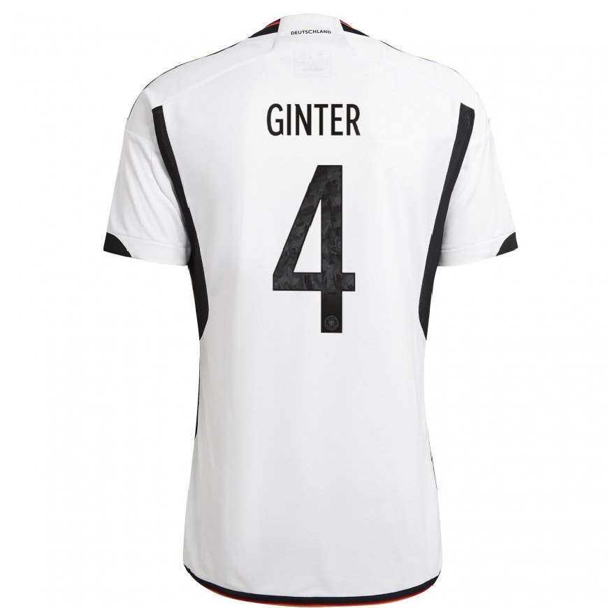 Kandiny Damen Deutsche Matthias Ginter #4 Weiß Schwarz Heimtrikot Trikot 22-24 T-shirt