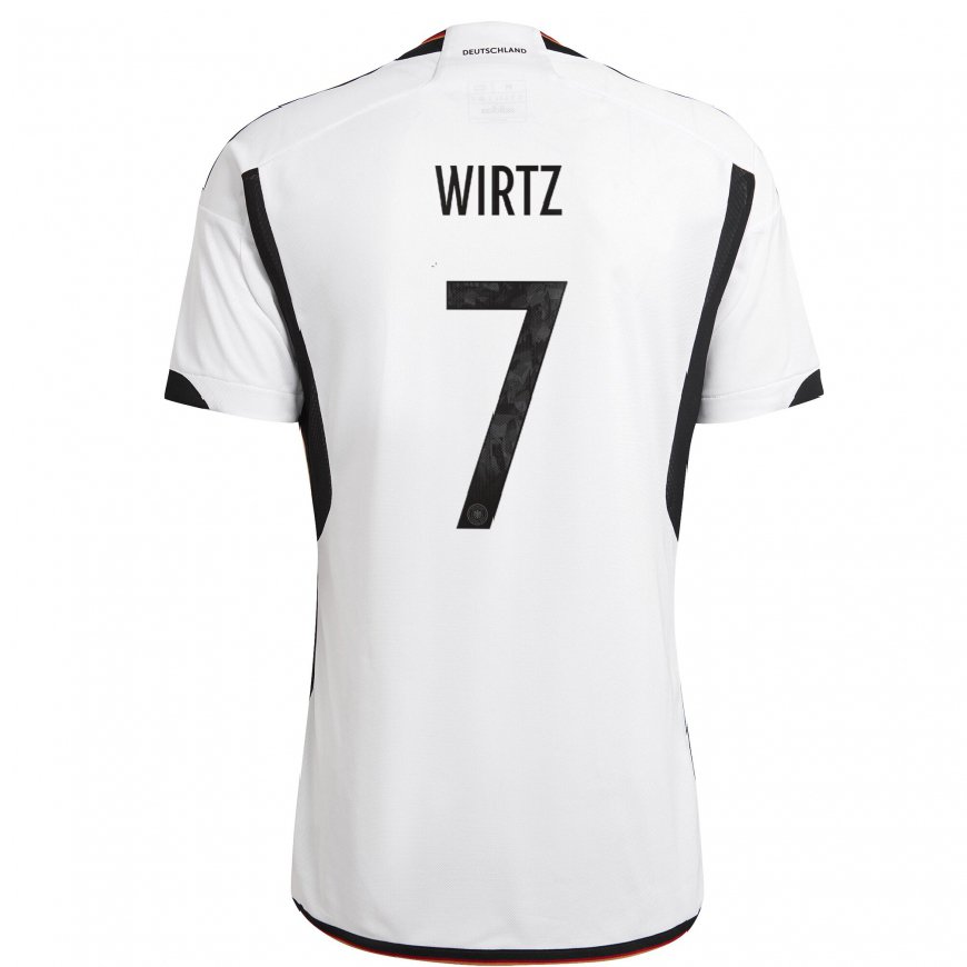 Kandiny Damen Deutsche Florian Wirtz #7 Weiß Schwarz Heimtrikot Trikot 22-24 T-shirt