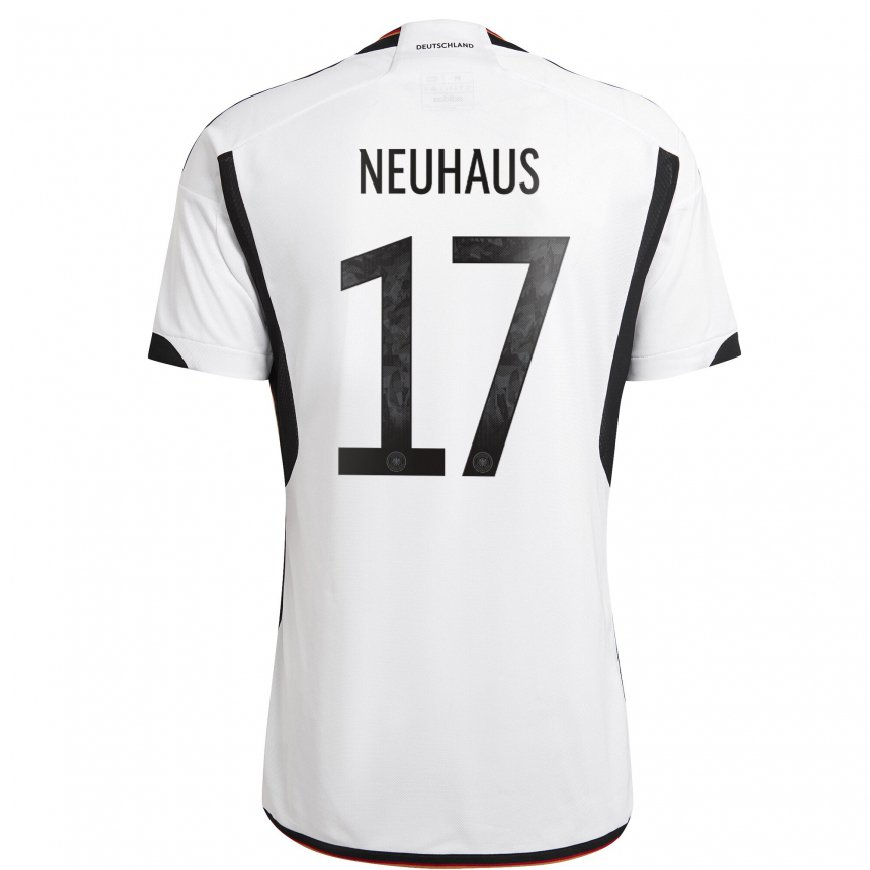 Kandiny Damen Deutsche Florian Neuhaus #17 Weiß Schwarz Heimtrikot Trikot 22-24 T-shirt