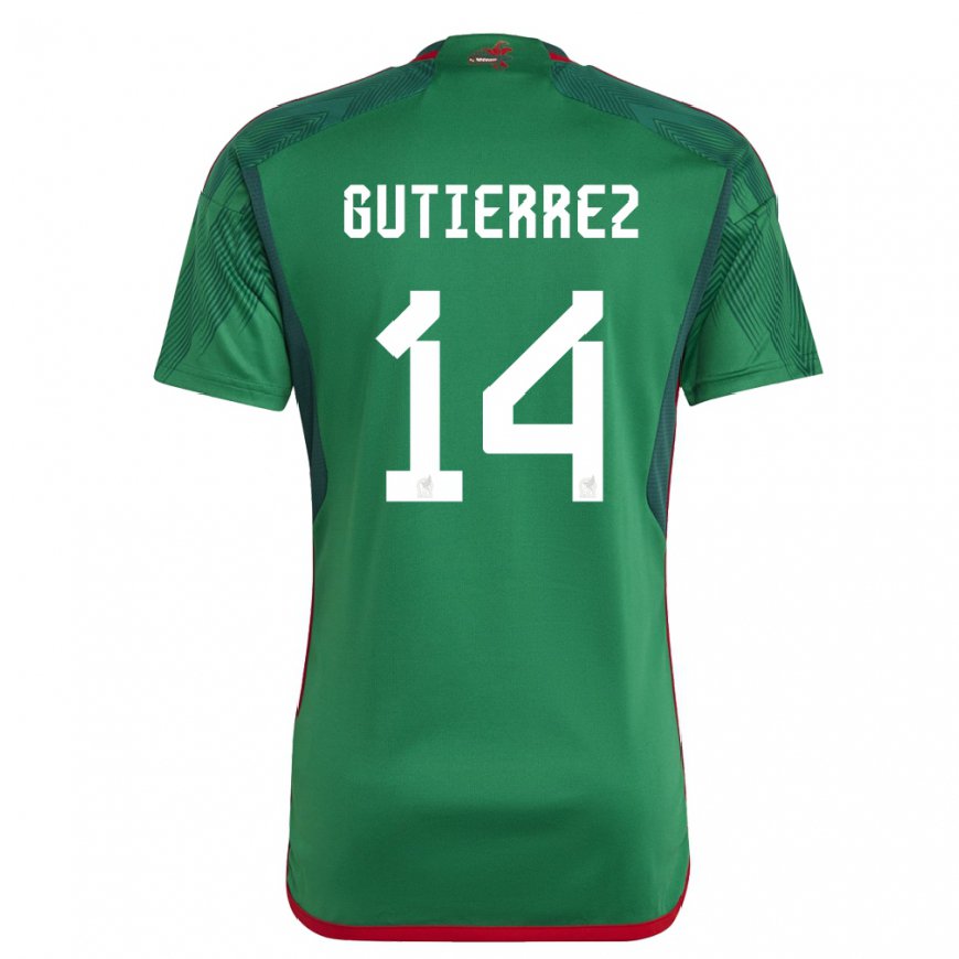 Kandiny Damen Mexikanische Erick Gutierrez #14 Grün Heimtrikot Trikot 22-24 T-shirt