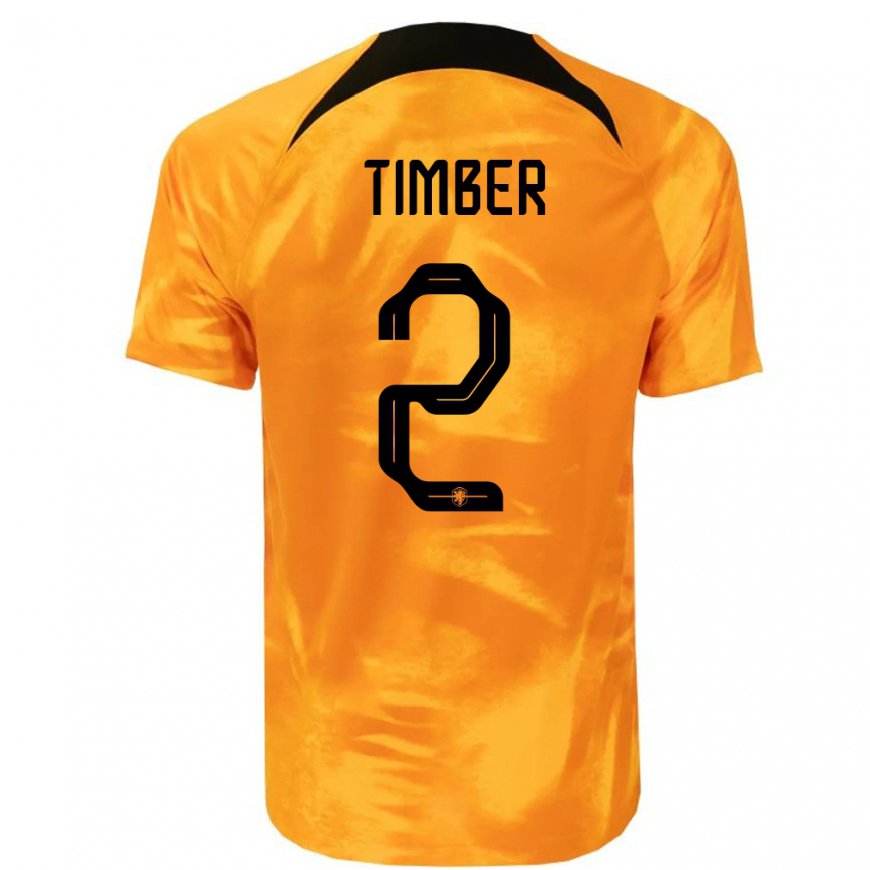 Kandiny Damen Niederländische Jurrien Timber #2 Laser-orange Heimtrikot Trikot 22-24 T-shirt