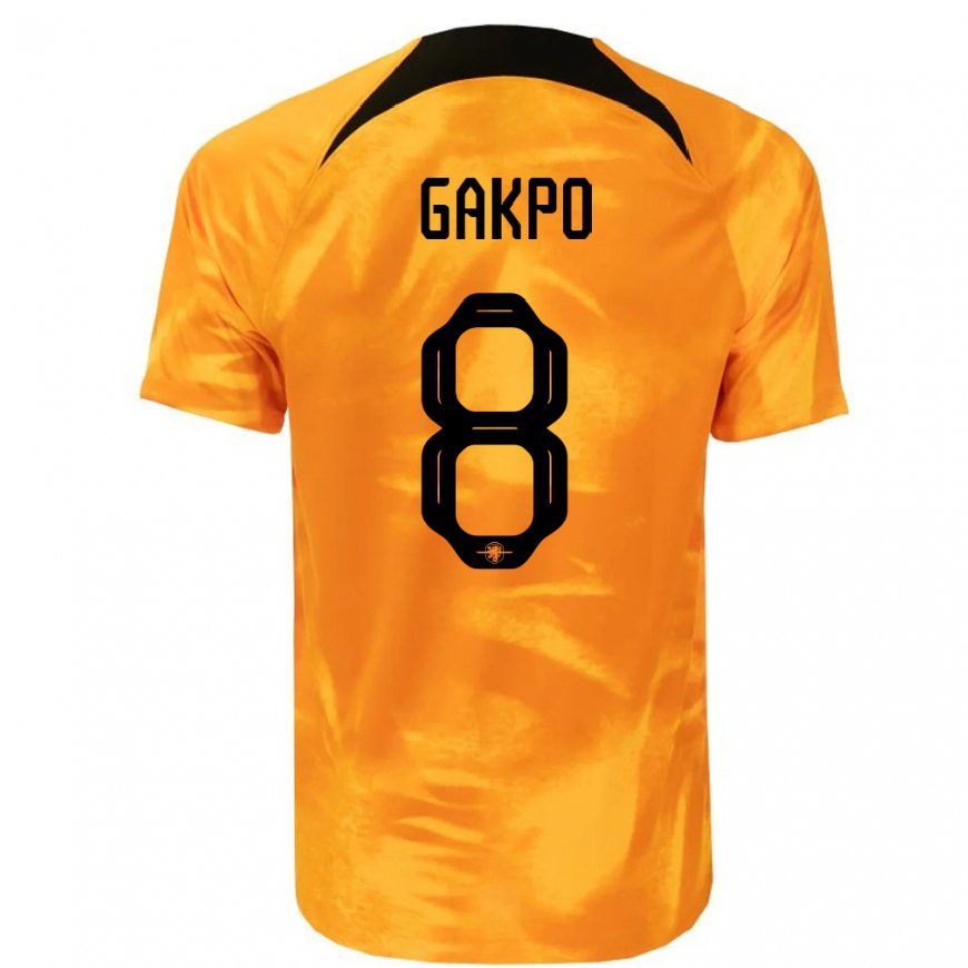 Kandiny Damen Niederländische Cody Gakpo #8 Laser-orange Heimtrikot Trikot 22-24 T-shirt