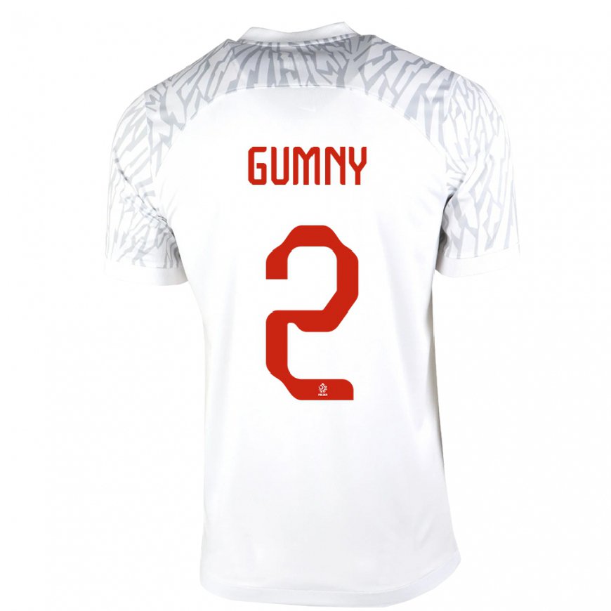 Kandiny Damen Polnische Robert Gumny #2 Weiß Heimtrikot Trikot 22-24 T-shirt