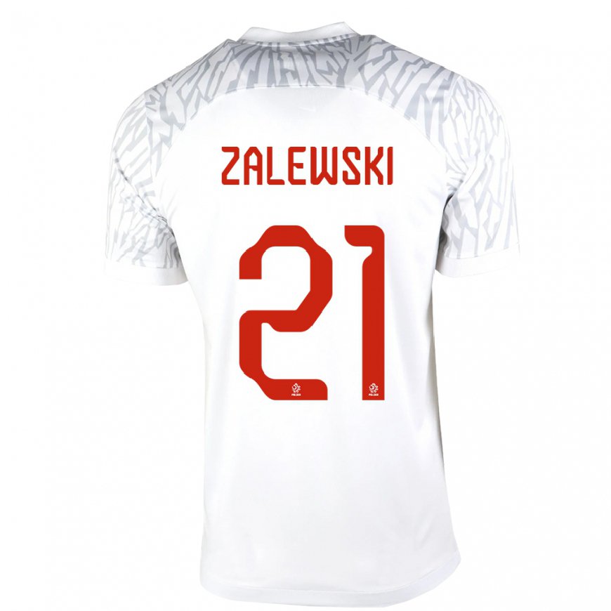 Kandiny Damen Polnische Nicola Zalewski #21 Weiß Heimtrikot Trikot 22-24 T-shirt