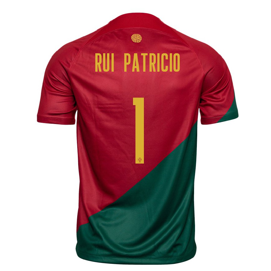 Kandiny Damen Portugiesische Rui Patricio #1 Rot Grün Heimtrikot Trikot 22-24 T-shirt