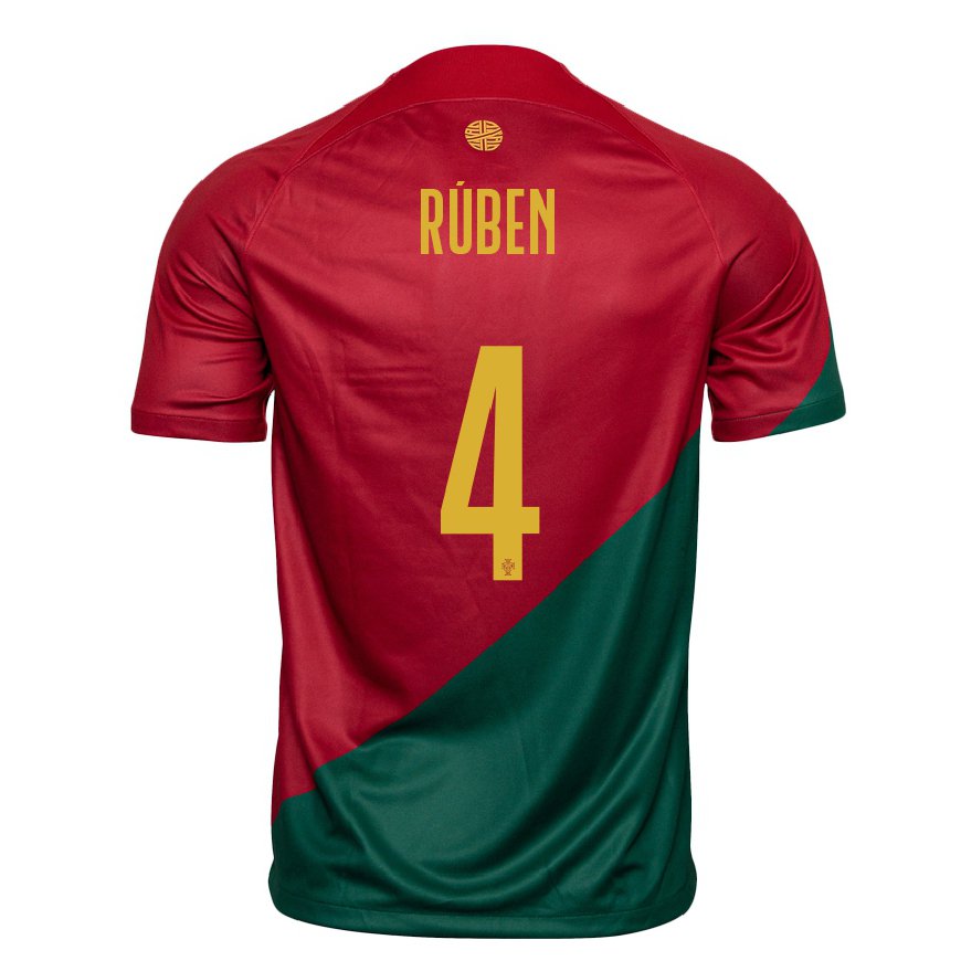 Kandiny Damen Portugiesische Ruben Dias #4 Rot Grün Heimtrikot Trikot 22-24 T-shirt