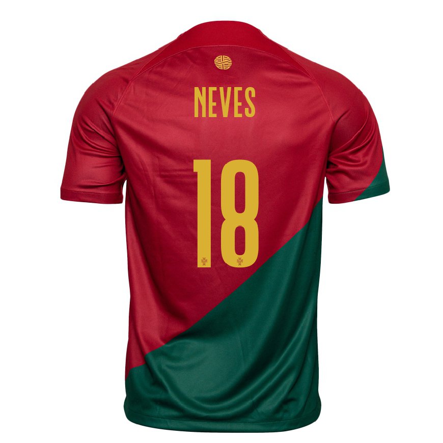Kandiny Damen Portugiesische Ruben Neves #18 Rot Grün Heimtrikot Trikot 22-24 T-shirt