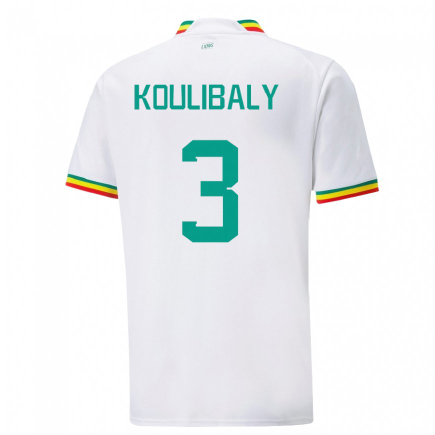 Kandiny Damen Senegalesische Kalidou Koulibaly #3 Weiß Heimtrikot Trikot 22-24 T-shirt