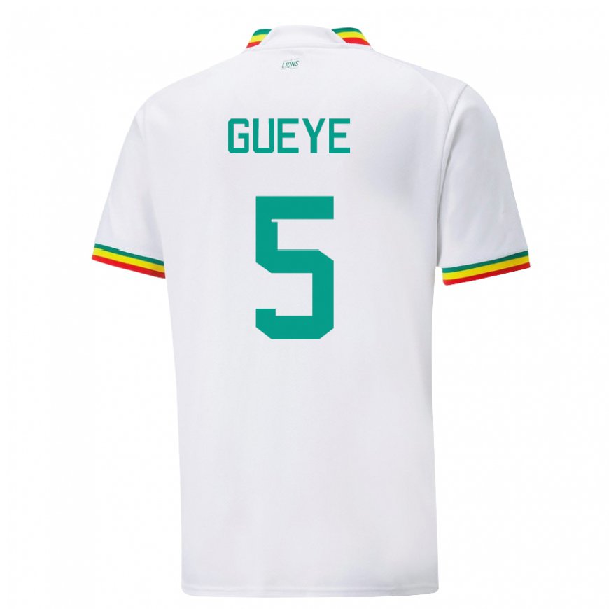 Kandiny Damen Senegalesische Idrissa Gueye #5 Weiß Heimtrikot Trikot 22-24 T-shirt