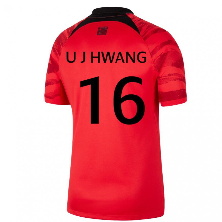 Kandiny Damen Südkoreanische Ui-jo Hwang #16 Rot Schwarz Heimtrikot Trikot 22-24 T-shirt
