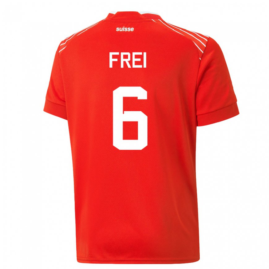 Kandiny Damen Schweizer Fabian Frei #6 Rot Heimtrikot Trikot 22-24 T-shirt