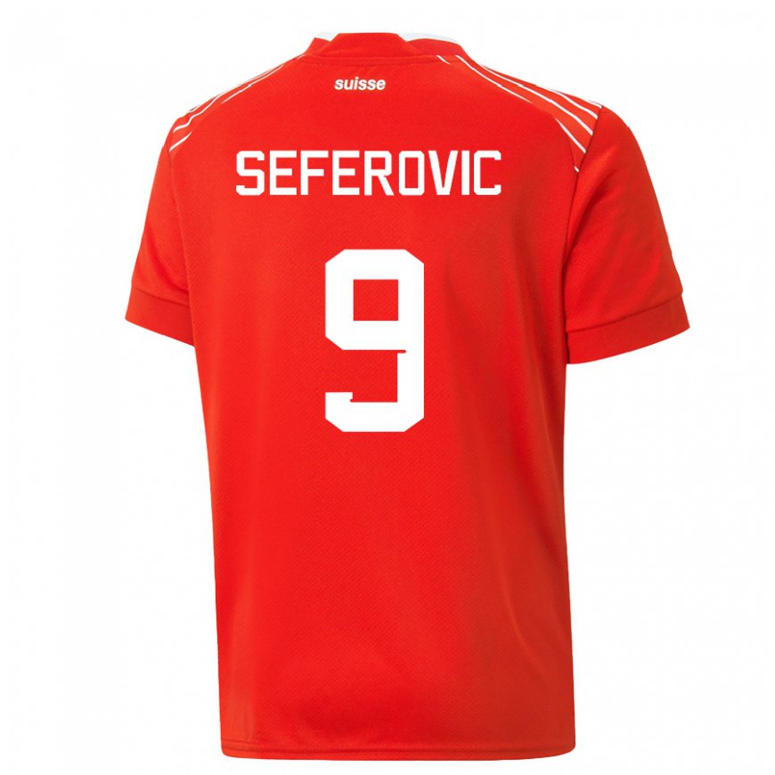 Kandiny Damen Schweizer Haris Seferovic #9 Rot Heimtrikot Trikot 22-24 T-shirt