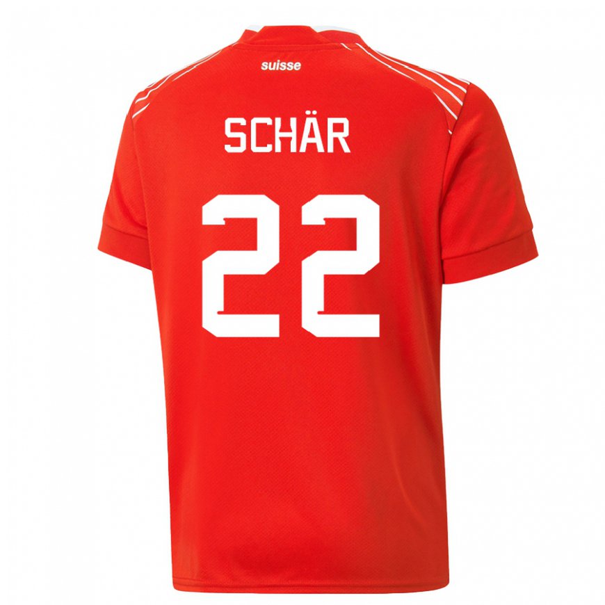 Kandiny Damen Schweizer Fabian Schar #22 Rot Heimtrikot Trikot 22-24 T-shirt