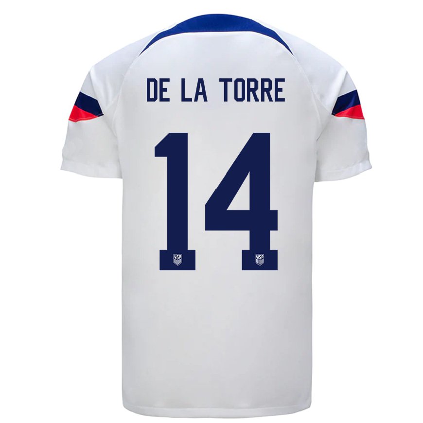 Kandiny Damen Us-amerikanische Luca De La Torre #14 Weiß Heimtrikot Trikot 22-24 T-shirt
