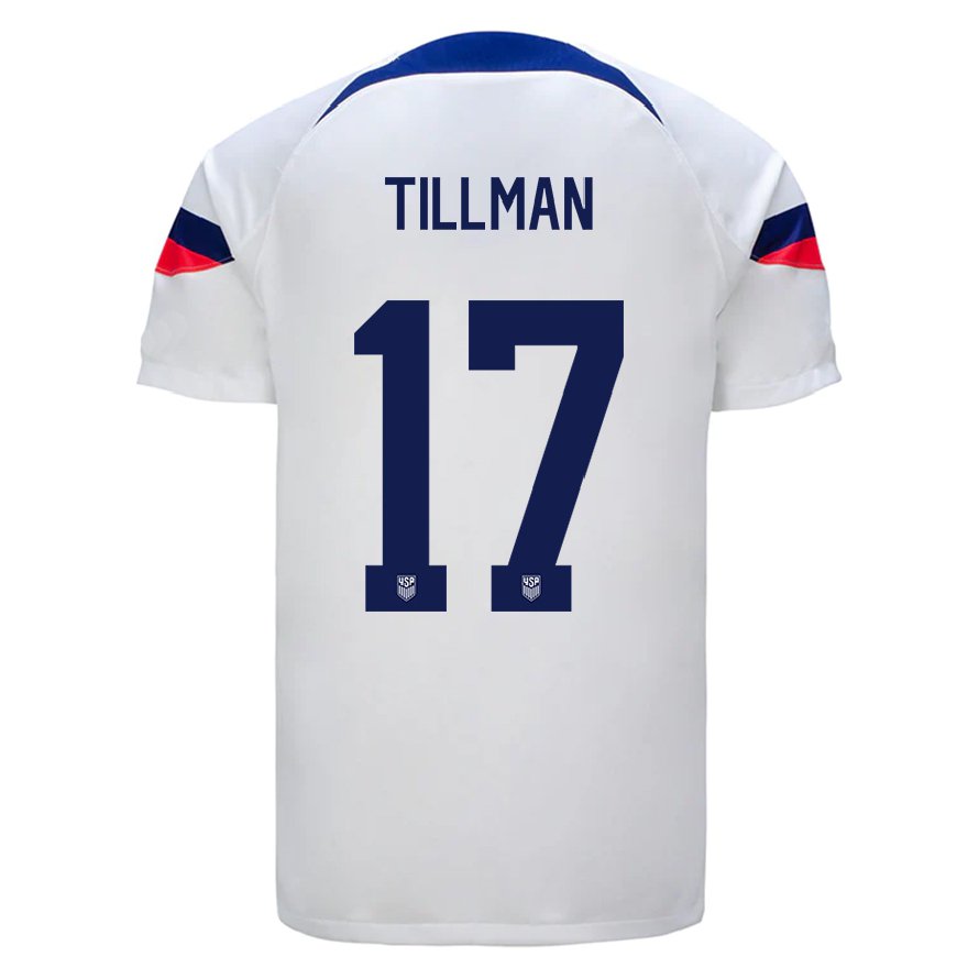 Kandiny Damen Us-amerikanische Malik Tillman #17 Weiß Heimtrikot Trikot 22-24 T-shirt