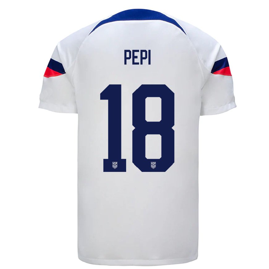 Kandiny Damen Us-amerikanische Ricardo Pepi #18 Weiß Heimtrikot Trikot 22-24 T-shirt