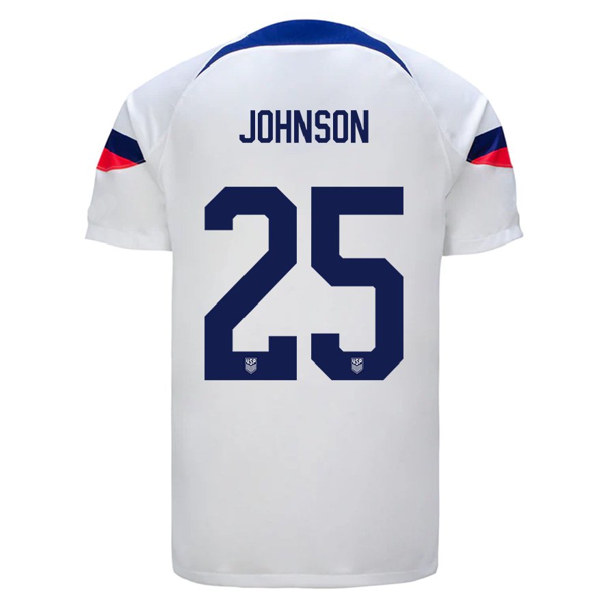 Kandiny Damen Us-amerikanische Sean Johnson #25 Weiß Heimtrikot Trikot 22-24 T-shirt