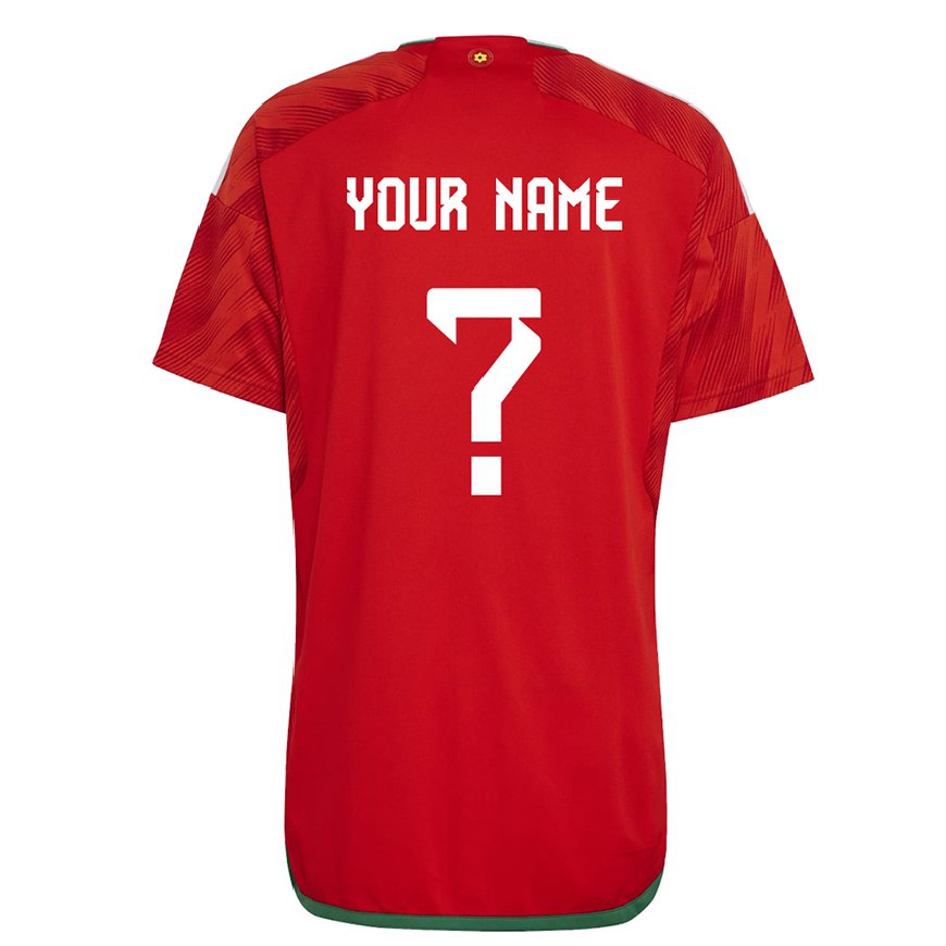 Kandiny Damen Walisische Ihren Namen #0 Rot Heimtrikot Trikot 22-24 T-shirt