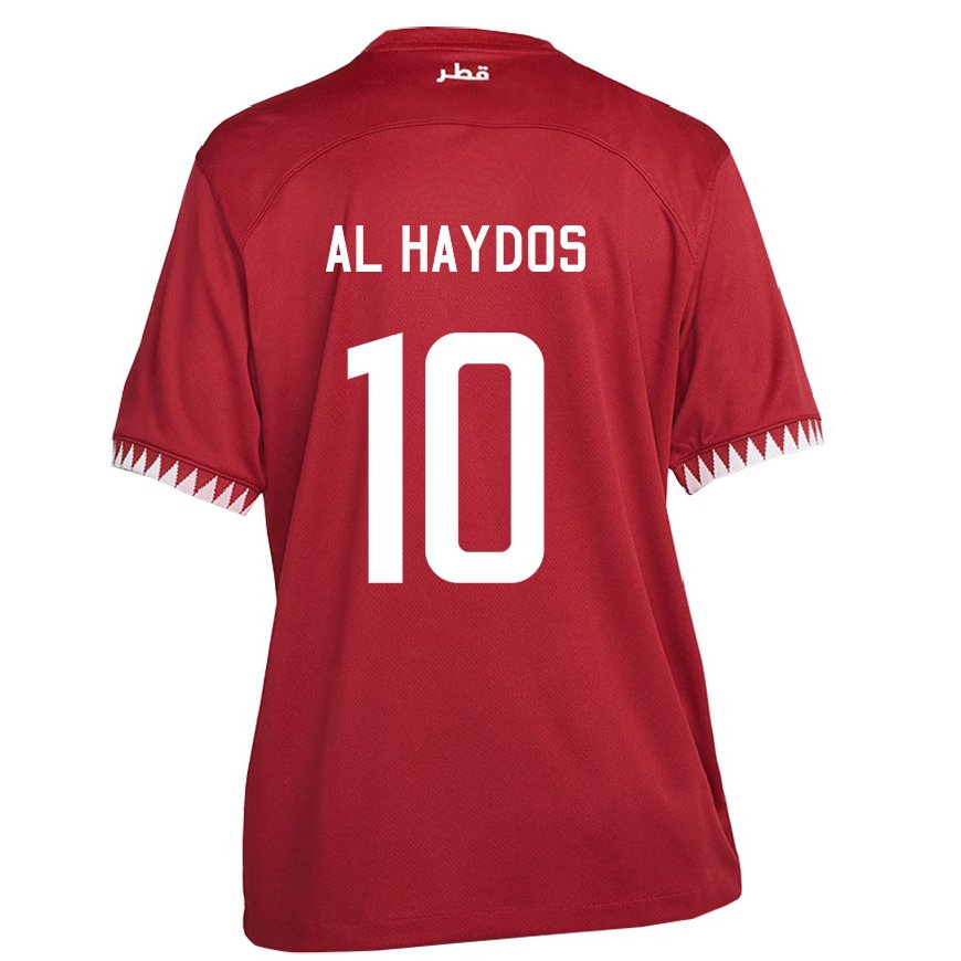Kandiny Damen Katarische Hasan Al Haydos #10 Kastanienbraun Heimtrikot Trikot 22-24 T-shirt