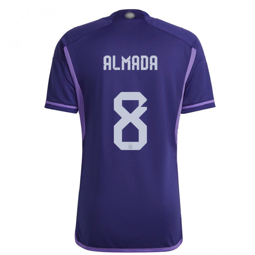 Kandiny Damen Argentinische Thiago Almada #8 Violett Auswärtstrikot Trikot 22-24 T-shirt