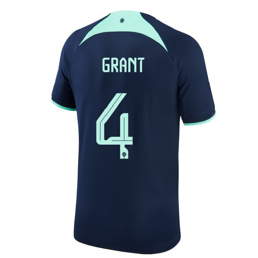 Kandiny Damen Australische Rhyan Grant #4 Dunkelblau Auswärtstrikot Trikot 22-24 T-shirt